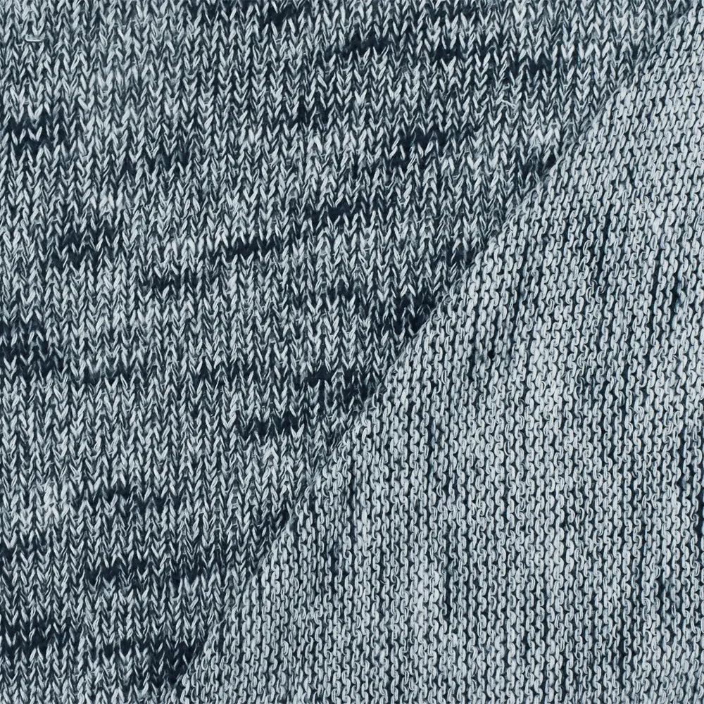 Steel Blue-White Slub-Like Texture Stretch Jersey Knit Fabric
